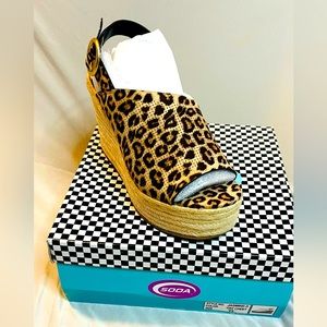 Soda Jasmine Oat Cheetah Platform Wedge